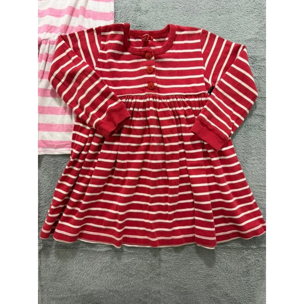 Hanna Andersson Lands End‎ Cherokee Girls Dress Bundle Striped Gray Pink Red 4 5